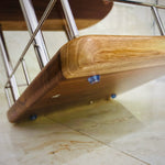 Wood Ceylon corner spice rack with wooden shelf and metal frame showing rounded wood edges