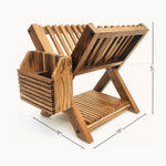 Wood Ceylon small dish drying rack made of natural wood with compact design and utensil holder