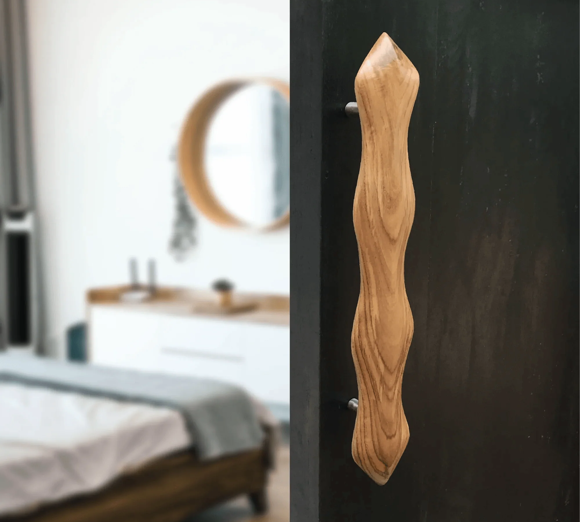 Handcrafted Snake Shape Door Handle - 025 - Clear / Single-Sided Handle